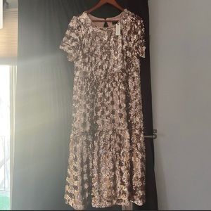 Anthropologie Maeve rose gold sequin dress